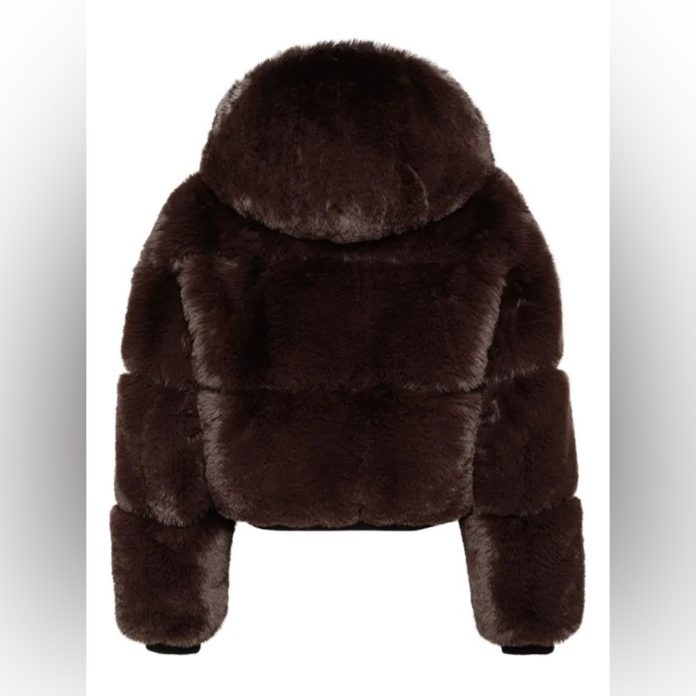 Women's Black Faux Fur Hoodie Jacket - Picture 10 of 10